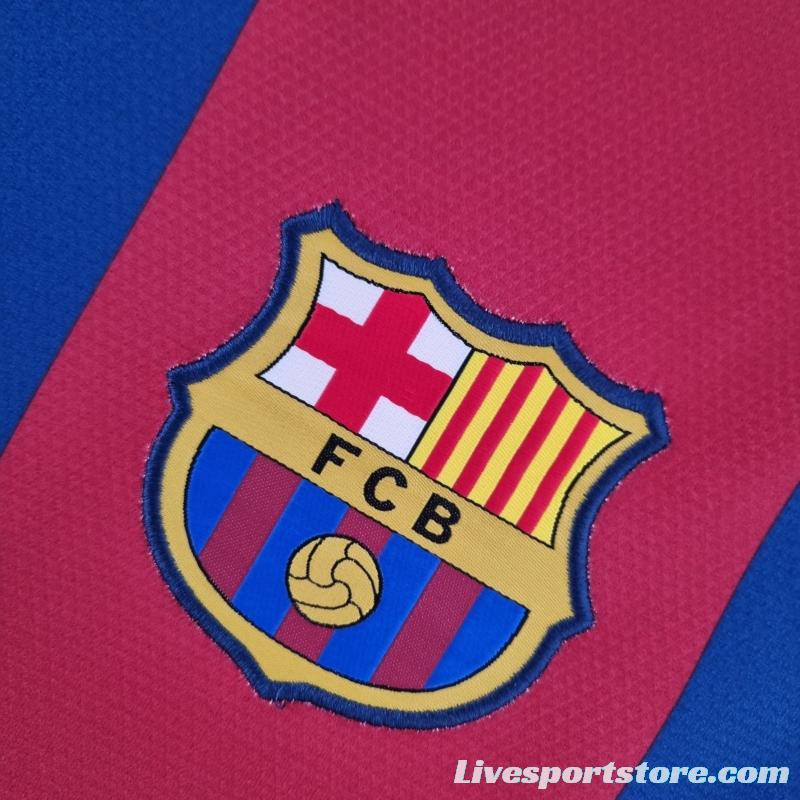 Retro 10/11 Barcelona Long Sleeve Home Soccer Jersey