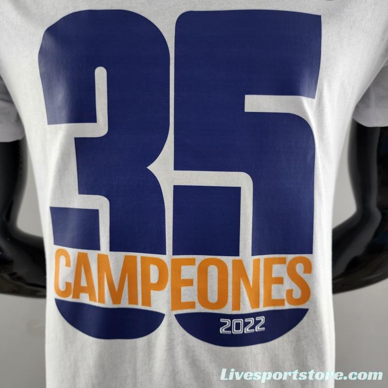 22 23 Real Madrid Mens Campeón 35 T-Shirt White  #K000168