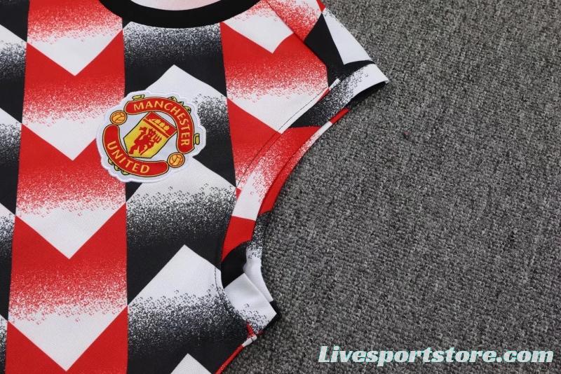 22/23 Manchester United Pre-Training Jersey Black+Red+White Vest