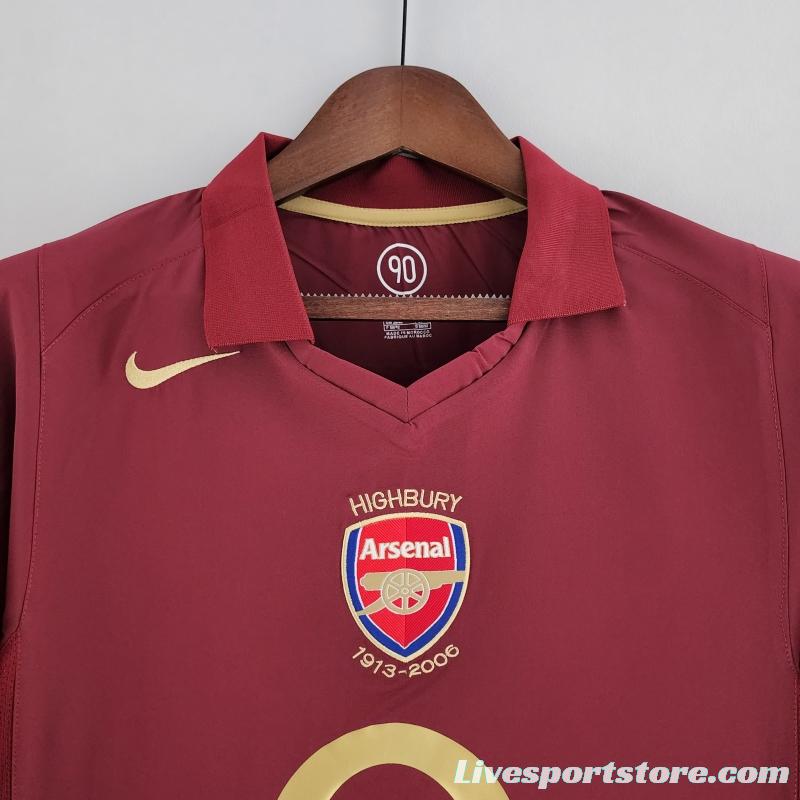 Retro Long Sleeve 05/06 Arsenal Home Soccer Jersey