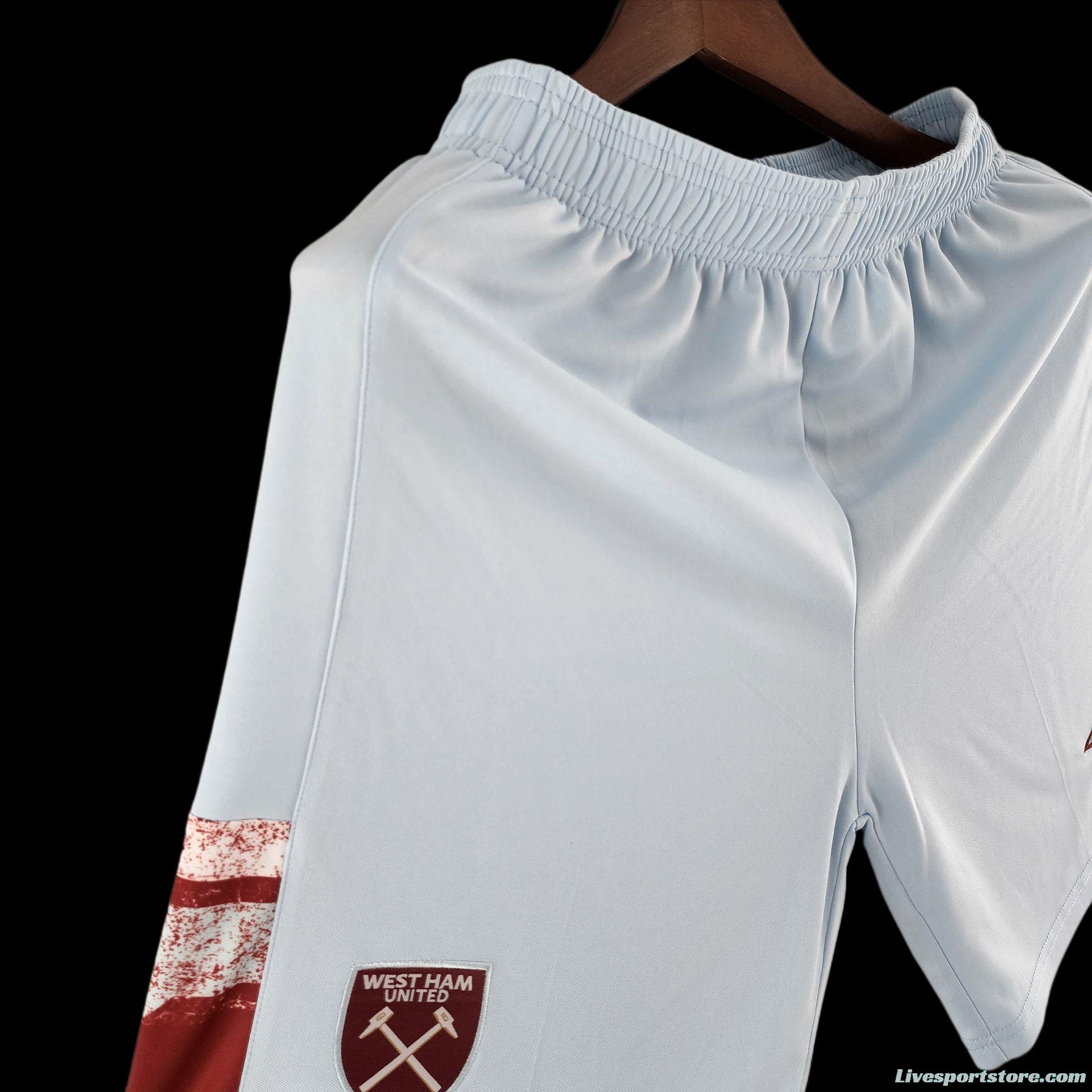 22/23 West Ham United Home Shorts Soccer Jersey