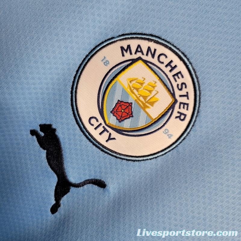 22/23 Manchester City Home Long Sleeve Soccer Jersey