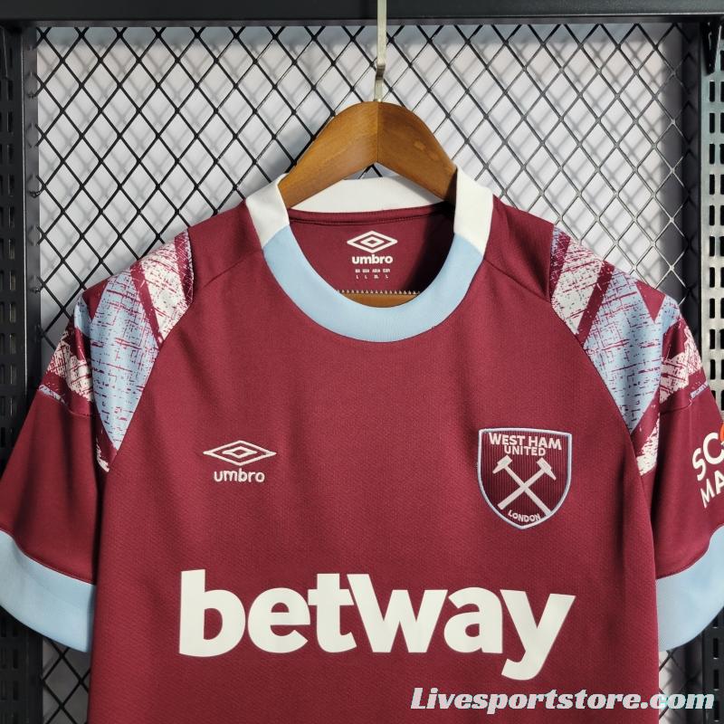 22/23 West Ham Home Soccer Jersey