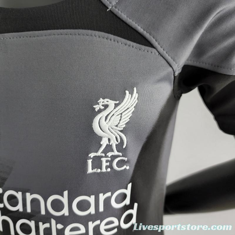 22/23 Liverpool Kids Kit Goalkeeper Black Soccer Jersey