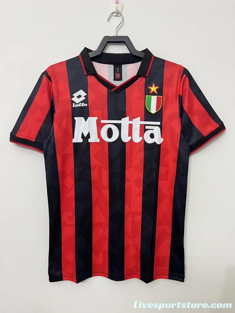 Retro 93/94 AC Milan Home Soccer Jersey