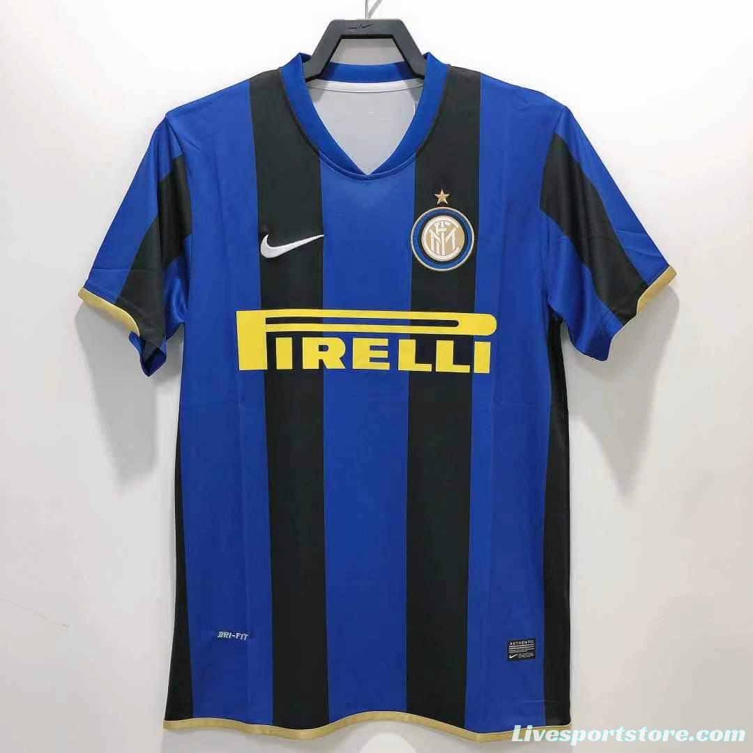 Retro 08/09 Inter Milan Home Champions Version Soccer Jersey