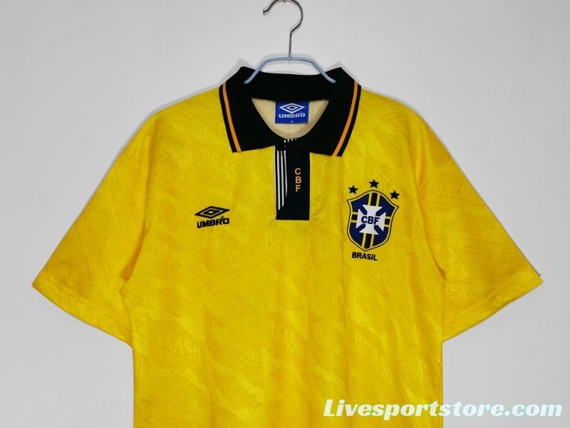 Retro 1991/93 Brazil Home Soccer Jersey