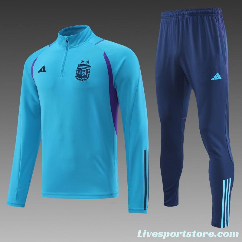 2022 Argentina Blue Half Zipper Tracksuit