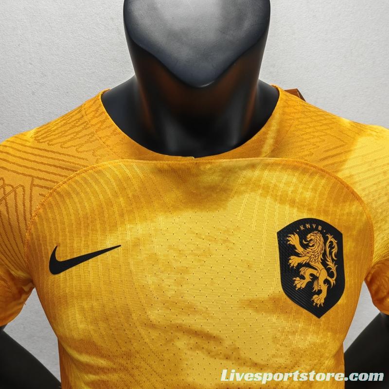 Player Version 2022 Netherlands Home Soccer Jersey