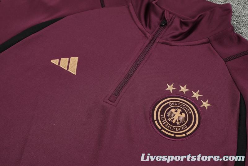 2022 Germany Wine Half Zipper Tracksuit