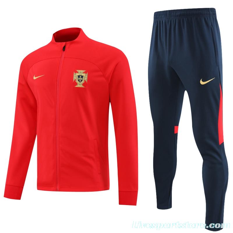 2022 Portugal Red Full Zipper Tracksuit