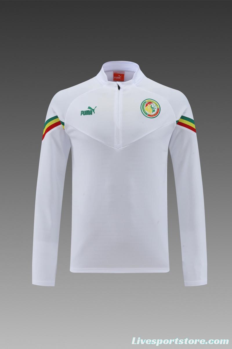 2022 Senegal White Half Zipper Tracksuit