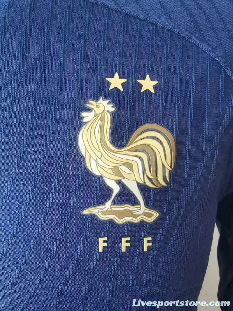 Player Version 2022 France Home Long Sleeve Jersey