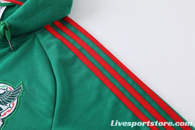 2022 Mexico Green Hoodie Full Zipper Tracksuit