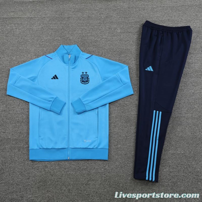 2022 Argentina Blue Full Zipper Tracksuit