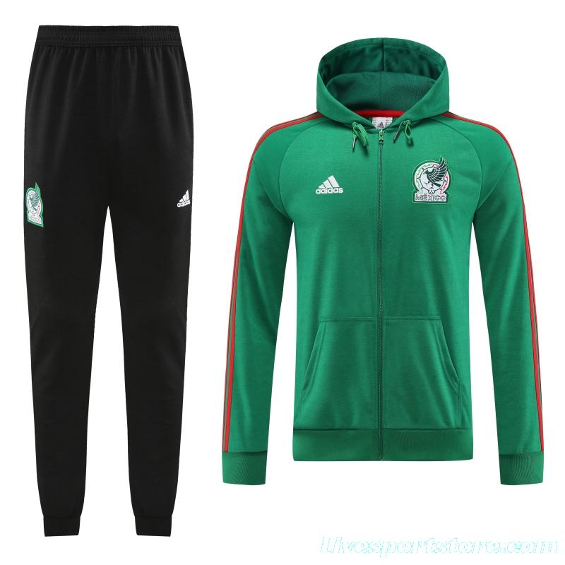 2022 Mexico Green Hoodie Full Zipper Tracksuit