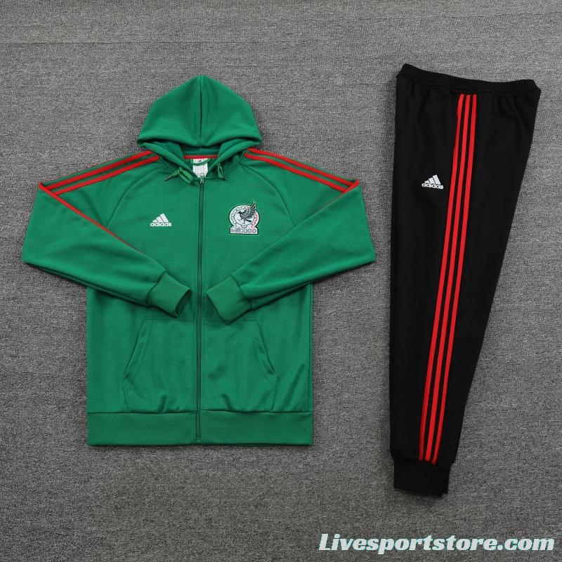 2022 Mexico Green Hoodie Full Zipper Tracksuit