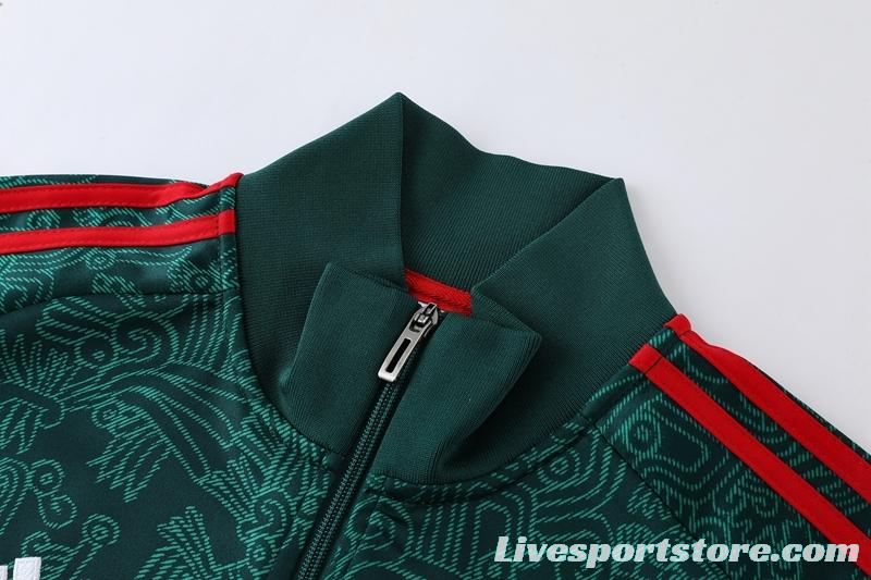 2022 Mexico Dark Green Full Zipper Tracksuit