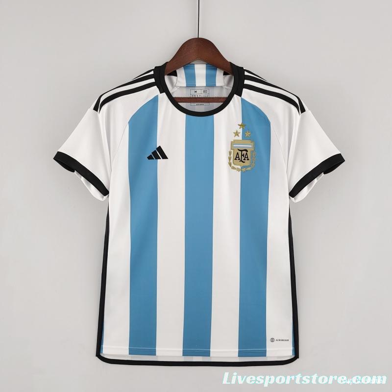 3 Stars 2022 Argentina Home Jersey CAMPEONES DEL MUNDO Printing