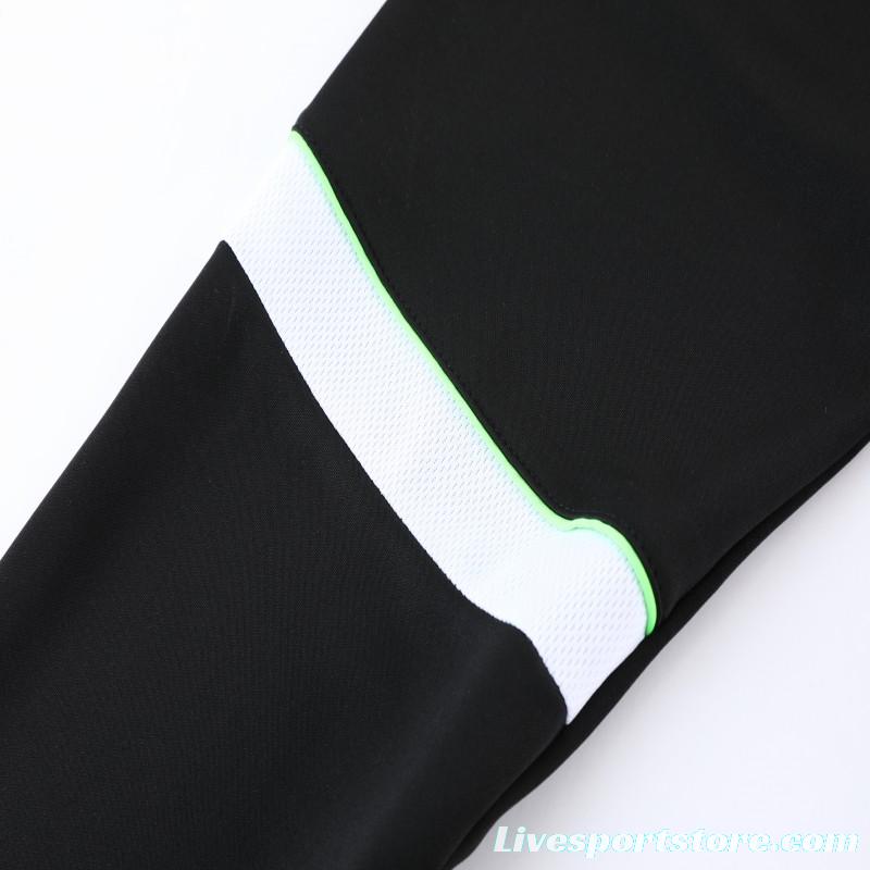 2023 NIKE Black Green Half Zipper Jacket +Pants