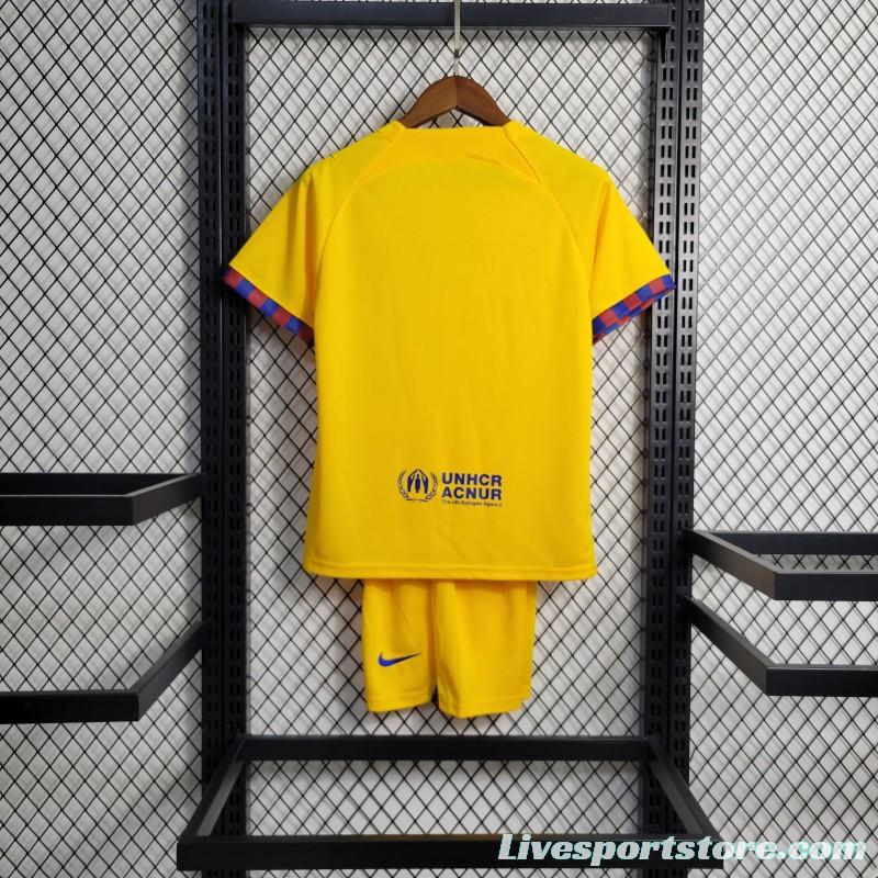 23-24 Kids Barcelona Forth Yellow Jersey