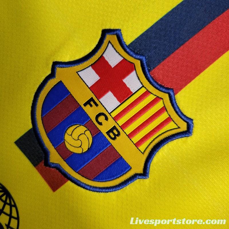 Long Sleeve Retro 08/09 Barcelona Away Yellow Jersey