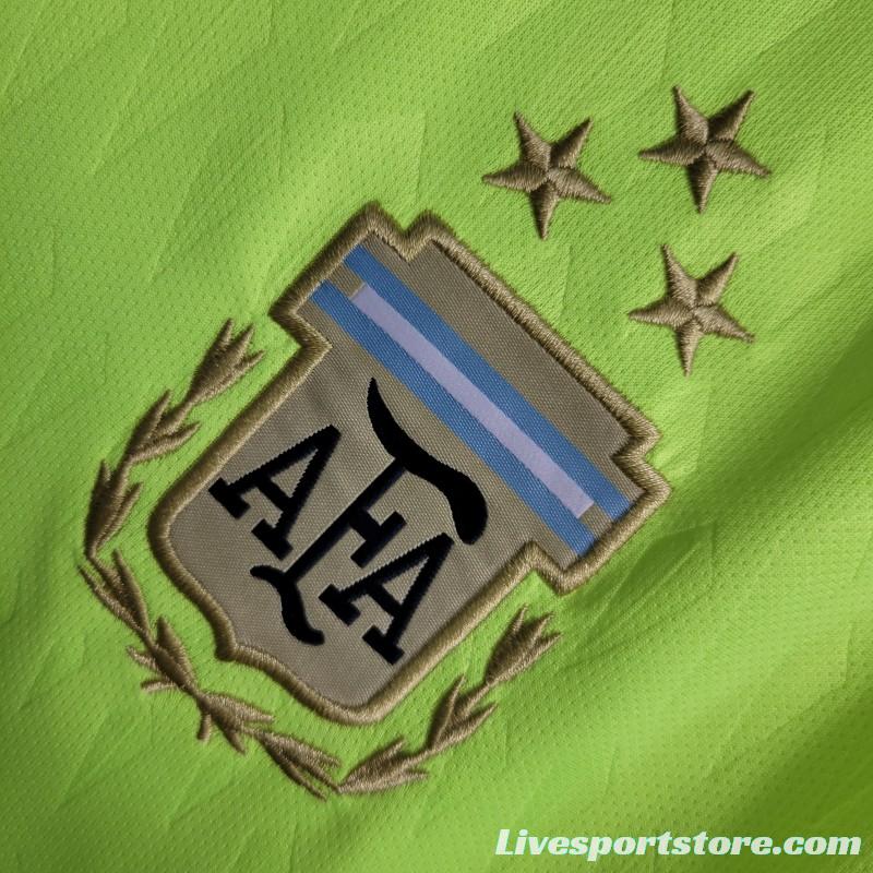 3 Star 2023 Argentina Grass Green Goalkeeper Jersey