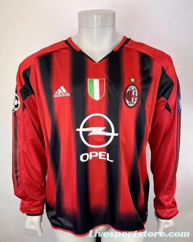 Retro 04/05 AC Milan Home Long Sleeve Jersey