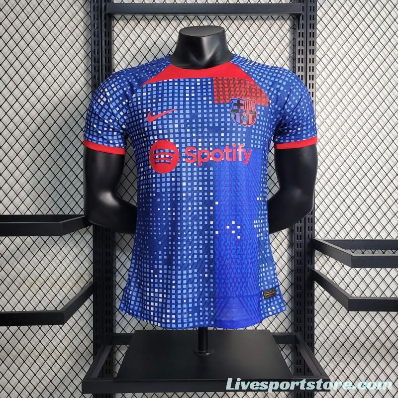 Player Version 23-24 Barcelona Blue Training Jersey Shirt