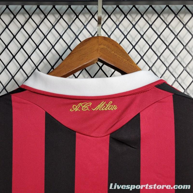 Retro Long Sleeve 2009-10 AC Milan Home Jersey