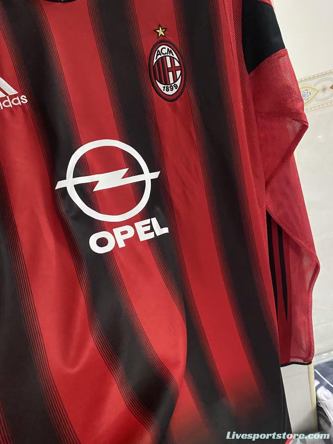 Retro 04 05 AC Milan Home Long Sleeve Jersey