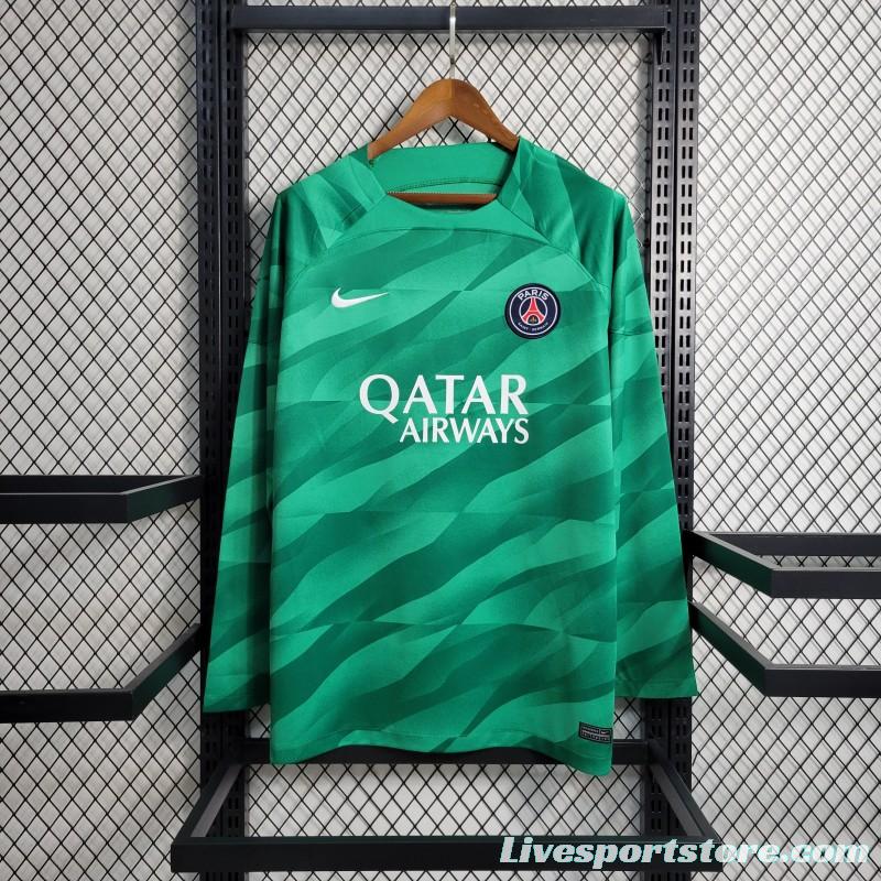 23-24 Long Sleeve PSG Green Goalkeeper Jersey