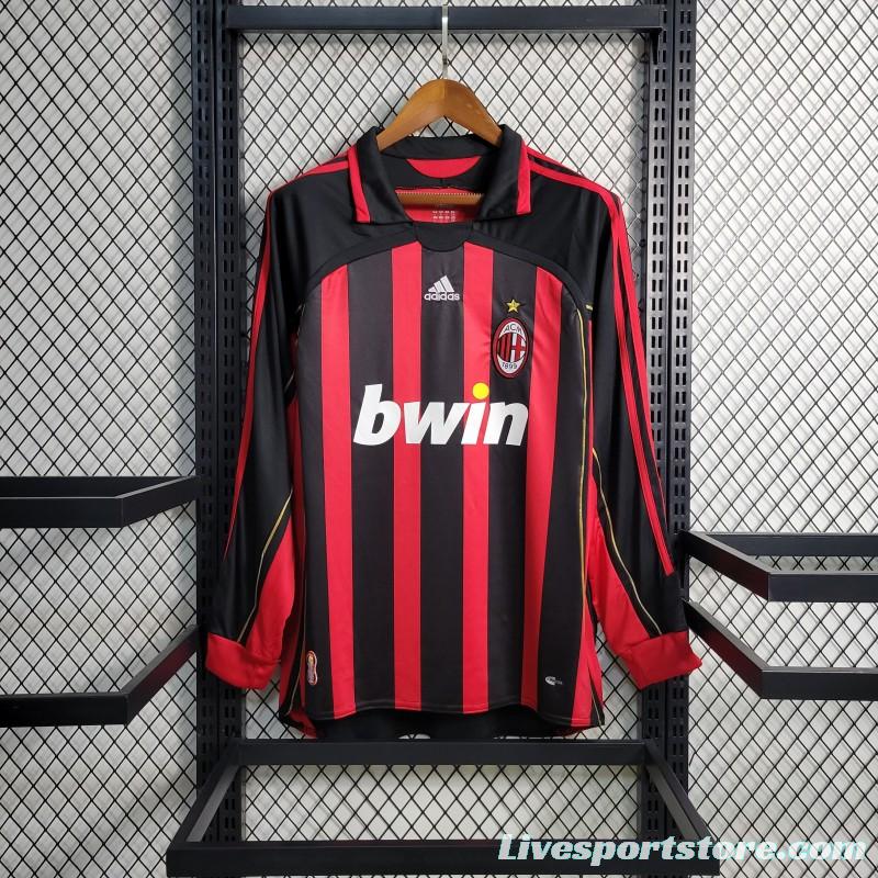 Retro Long Sleeve 2006-07 AC Milan Home Jersey