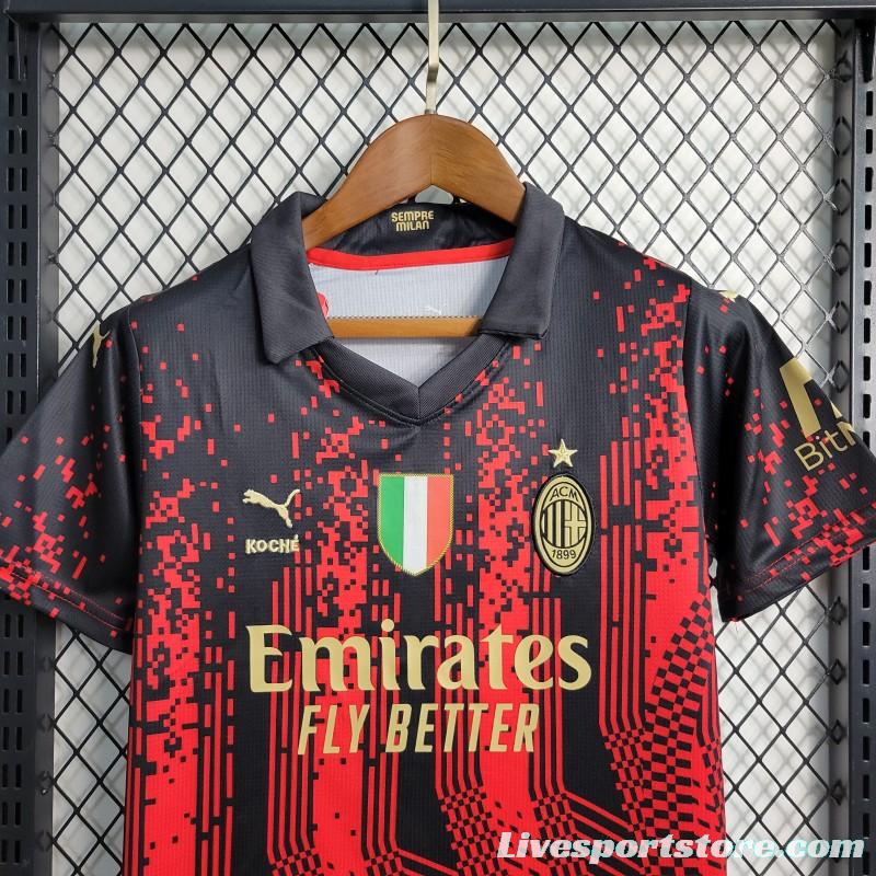 23-24 Kids AC Milan Forth Black/Red Jersey