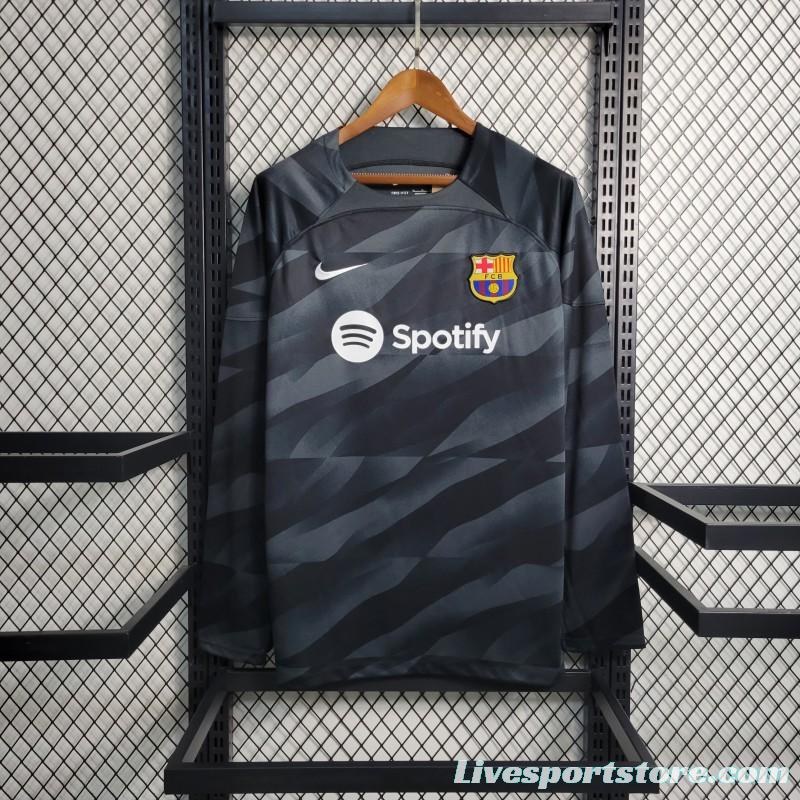 23-24 Long Sleeve Barcelona Black Goalkeeper Jersey