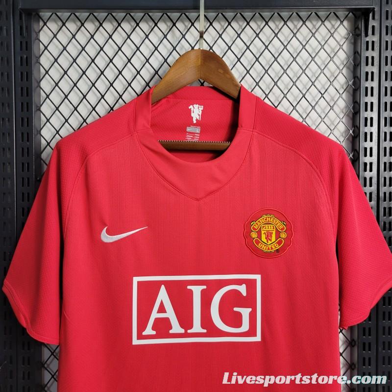 Retro 07-08 Manchester United Home Premier League Jersey