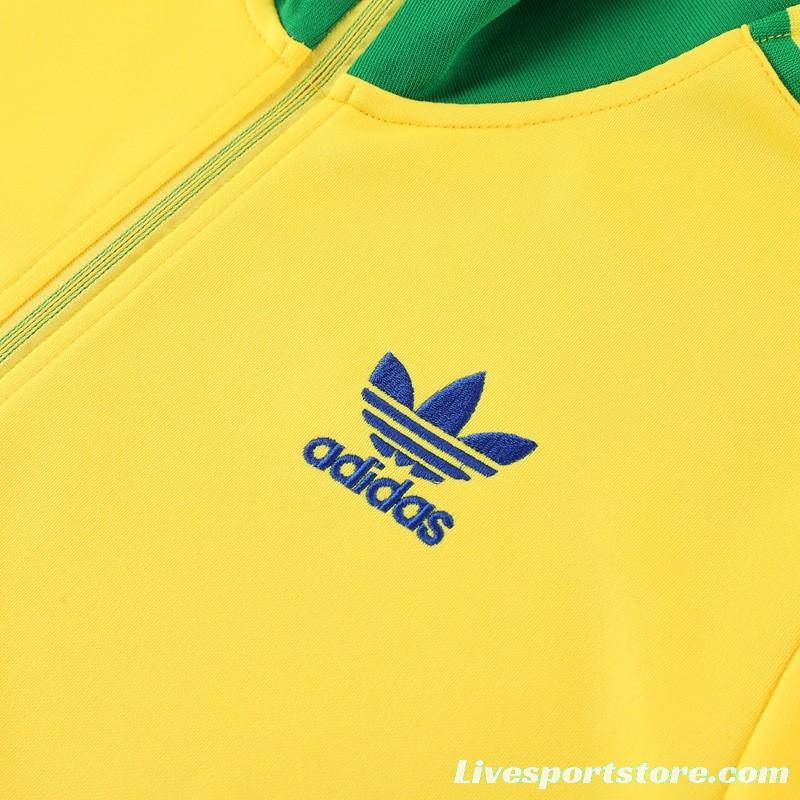 2023 Adidas Original Yellow Full Zipper Jacket +Pants