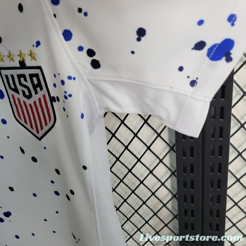 23-24 Women Wear USA Home White Soccer Jersey