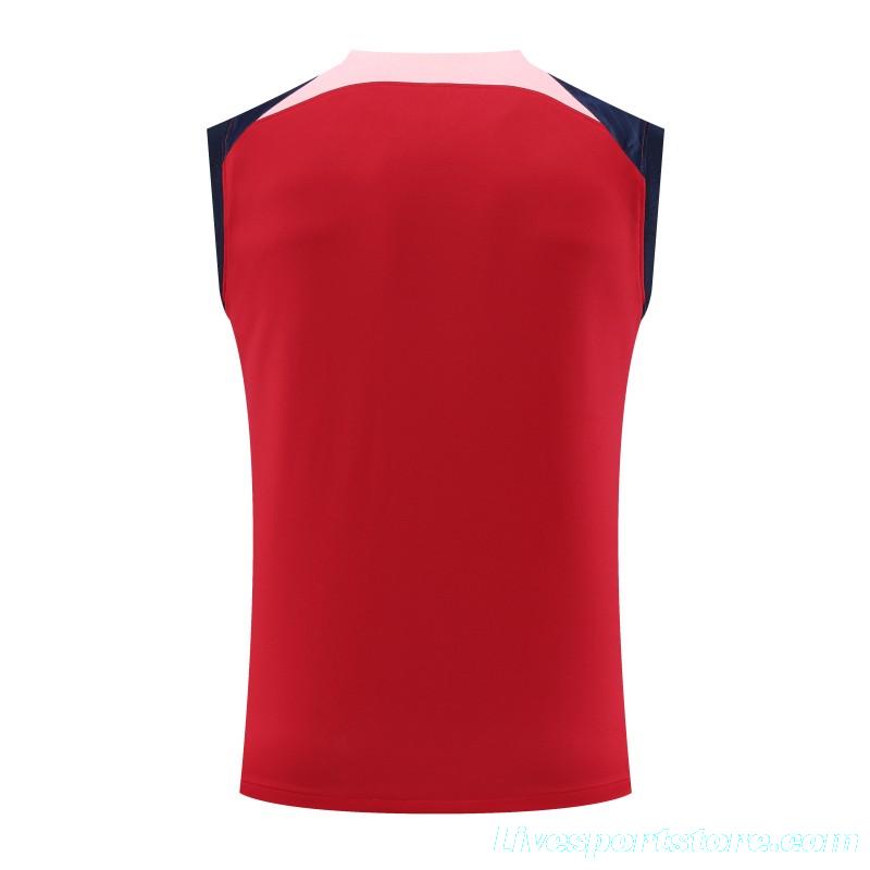 23-24 Atletico Madrid Red Black Vest Jersey+Shorts