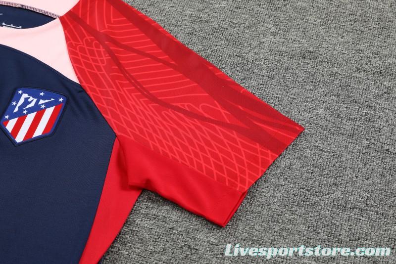 23-24 Atletico Madrid Navy Red Short Sleeve+Shorts