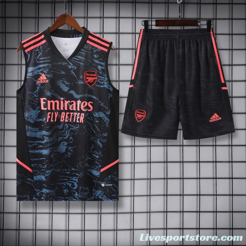 23-24 Arsenal Black Pattern Special Vest Jersey+Shorts