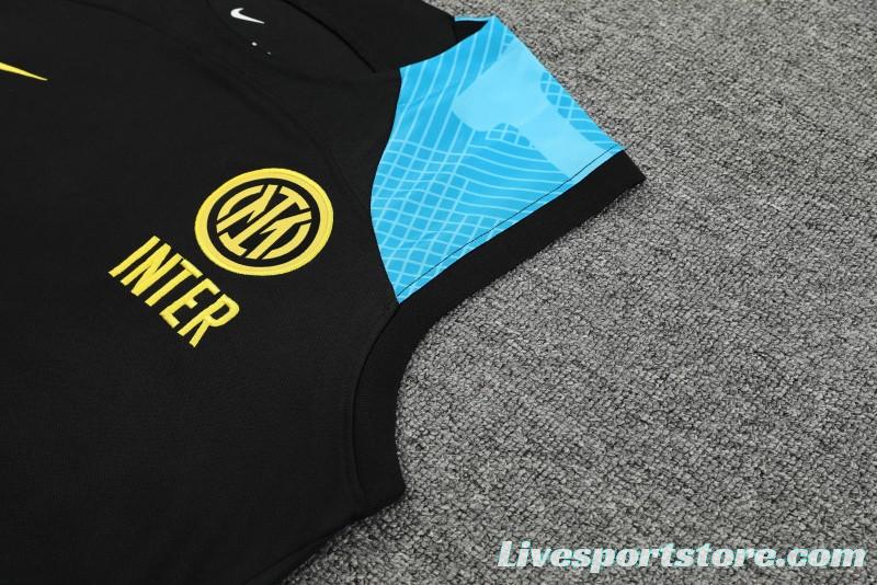 23-24 Inter Milan Black/Blue Vest Jersey+Shorts