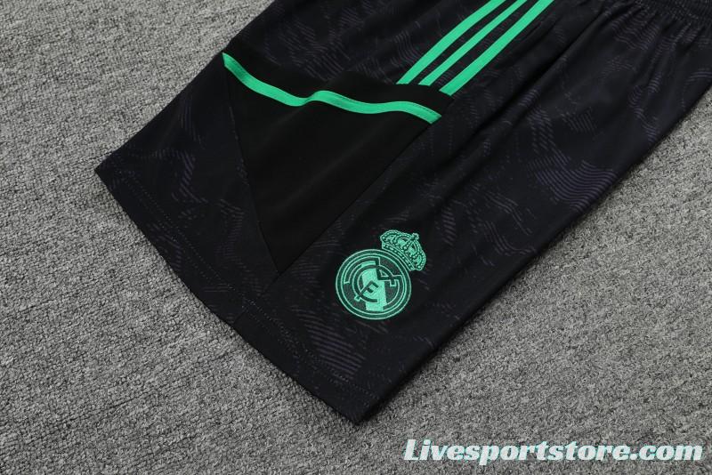 23-24 Real Madrid Black Green Pattern Short Sleeve+Shorts