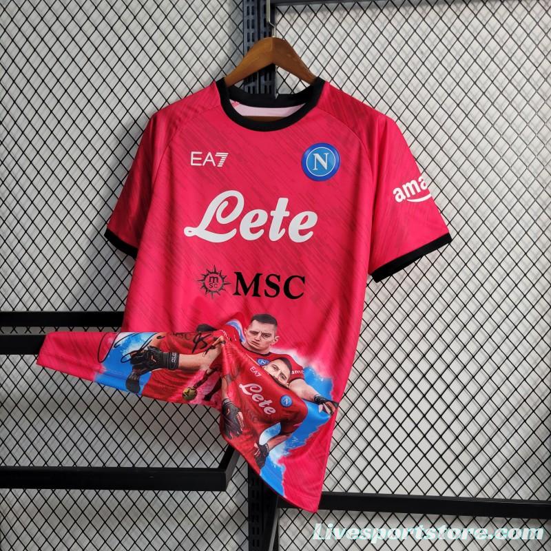 23-24 SSC Napoli Face Game Gollini Red Jersey