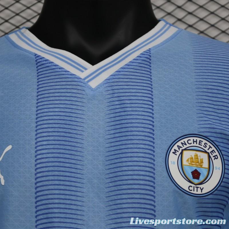 Player Version 23/24 Manchester City Home Long Sleeve Jersey