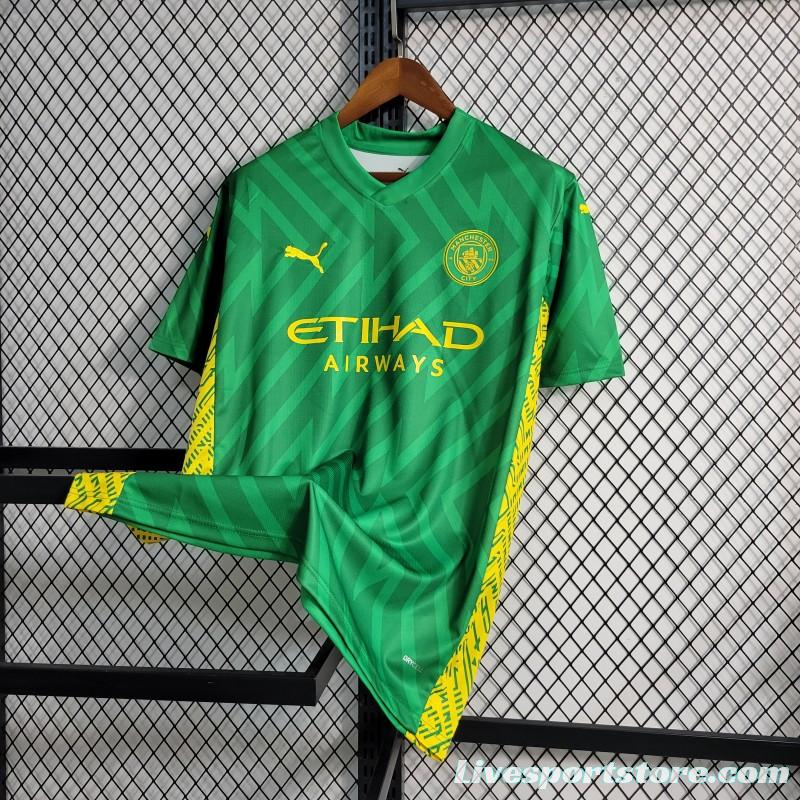 23-24 Manchester City Green Goalkeeper  Jersey