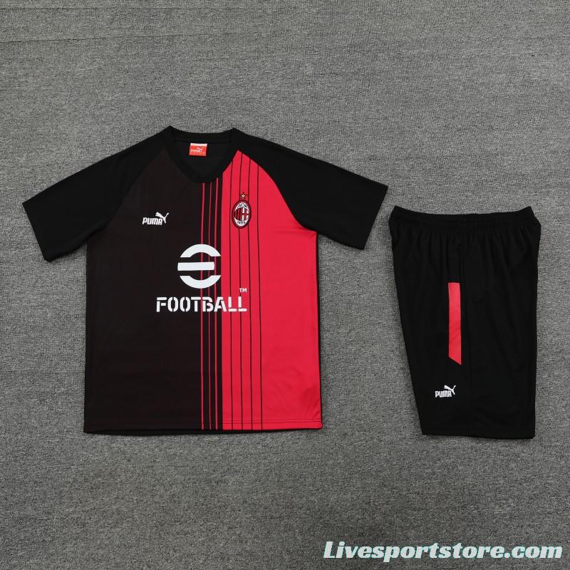 23 24 AC Milan Black Red Short Sleeve+Shorts