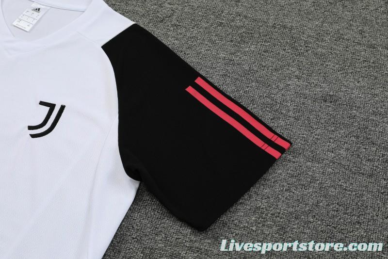 23 24 Juventus White Black Short Sleeve+Shorts