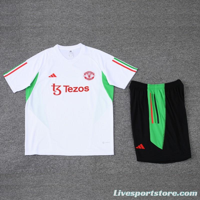 23 24 Manchester United White Short Sleeve+Shorts