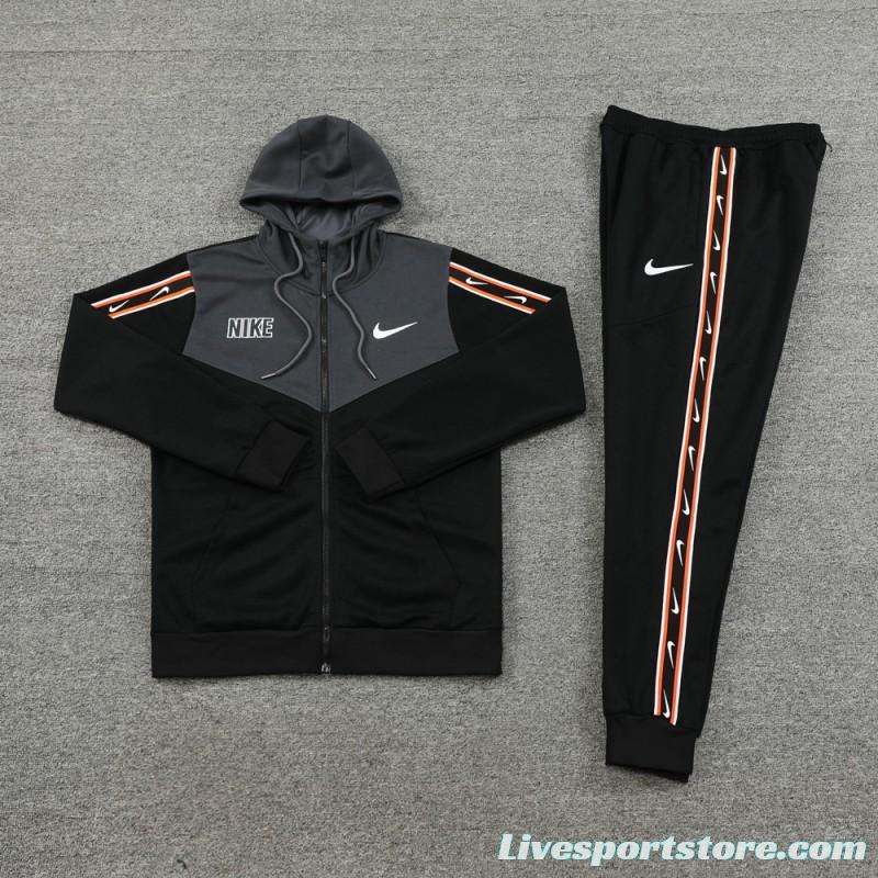 23/24 NIKE Black/Grey Full Zipper Hooide Jacket+Pants